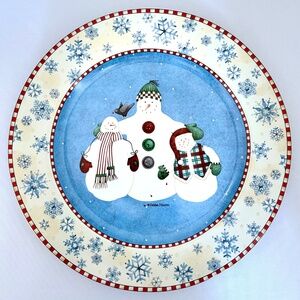 Sakura Snowflake Pattern Snowman Plate Designed by Debbie Mumm